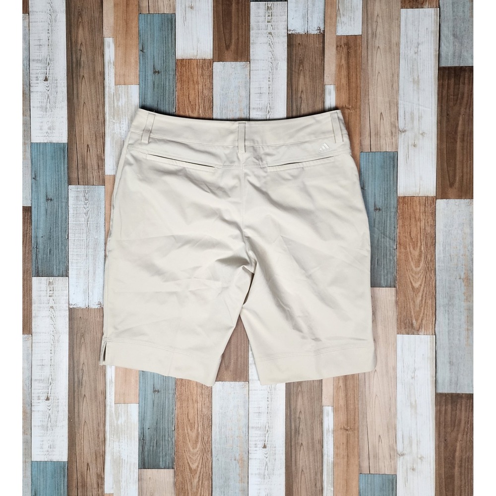 Adidas CLIMALITE Beige Bermuda Golf Shorts Belt Loops Womens Size 10 - Picture 3 of 5